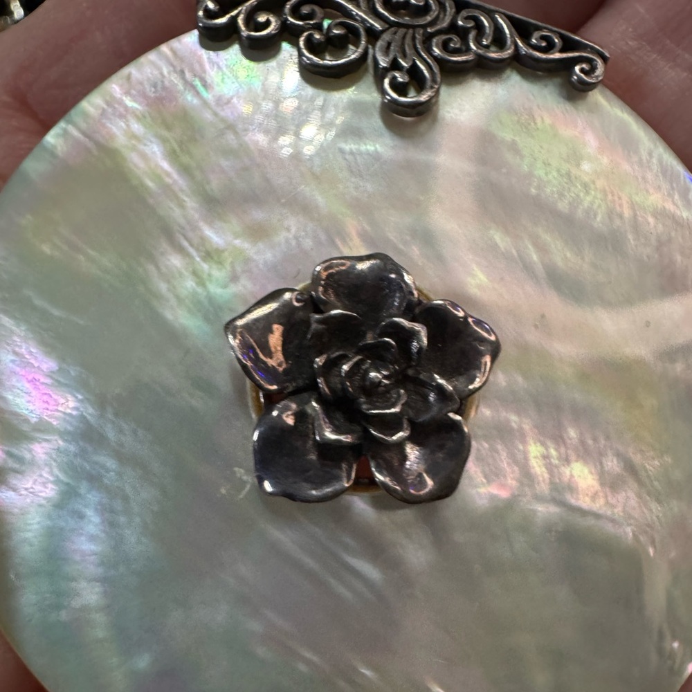 Mother Of Pearl With Sterling Silver Scroll Work